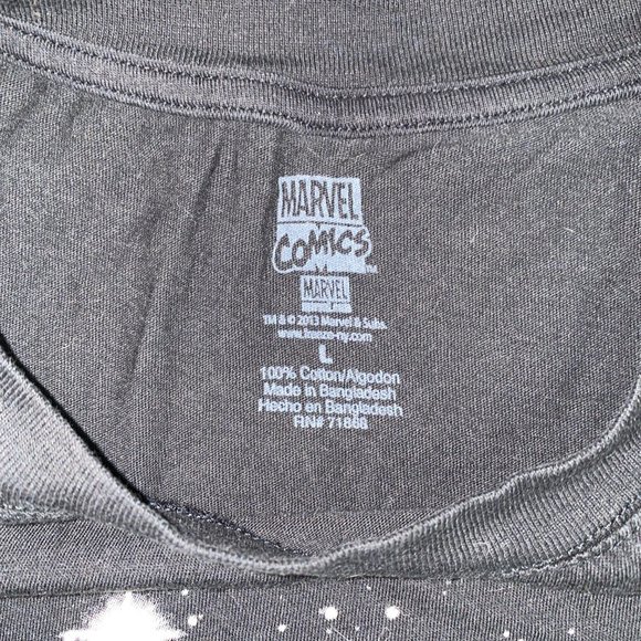 Disney Marvel Spider-Man Head in Stars Womens Large Black Short Sleeve Shirt - Picture 3 of 4